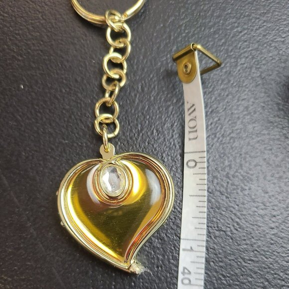 VTG 2000 Avon Heart Locket Keychain Birthstone Simulated Diamond April G… - Picture 5 of 8